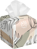 BLYKVGHQ Square Tissue Box Cover Boho Tropical Leaves Tissue Box Holder Facial Cube Paper Dispenser Leather Decorative Organizer Home Office Desk Decor, 5.2"x5.2"x5.2"