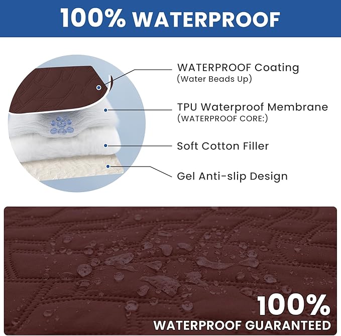 CYCMACO Waterproof Dog Bed Cover, Non-Slip Dog Blanket for Couch, Couch Covers for Dogs Washable, Pet Blanket for Furniture, Pet Bed Mat for Sofa, Car, Pet Supplies (52x82 Inch, Coffee)