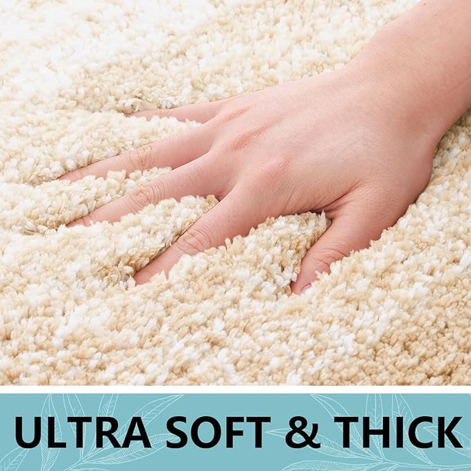 Arotive Microfiber Bathroom Rugs, Shaggy Soft and Absorbent Bath Rug, Non-Slip, Thick Plush Machine Washable Dry Bath Mats for Bathroom, Tub and Shower, 44x24, Camel, Rectangular