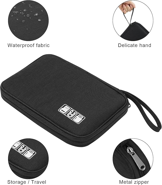 XINGXINRONG Electronic Organizer Travel Universal Cable Organizer Electronics Accessories Bag for Cable, Charger, Phone, USB, SD Card,1Pack