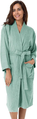 SIORO Women Terry Cloth Bath Robes with Pockets, Soft Long Cotton plush Kimono Wrap Bathrobe, Spa, Fuzzy Female nightgrown