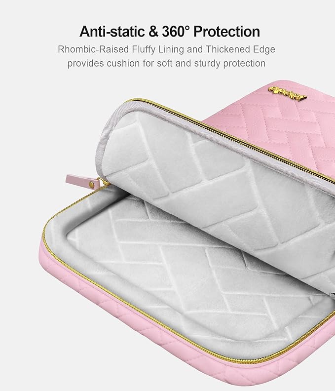 Lacdo 360° Protective 15-15.6 Inch Laptop Sleeve Case for Acer HP Dell ASUS Laptop, Acer Aspire 15, HP Pavilion/Envy 15, Dell Inspiron 15, ThinkPad/IdeaPad 15, ASUS Zenbook Computer Bag, Sakura Pink
