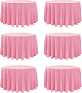 6-Pack Pink Round Tablecloths, 120 Inches, Stain-Resistant Polyester for 5-6 Ft Round Tables - Washable Table Covers for Weddings, Banquets, Birthday Parties, Events