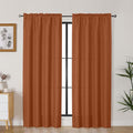 Lecloud Bessie Orange Curtains 78 Inches Long 2 Pcs, Home Decor Airy Living Room Curtains for Bedroom Window Treatments, Dual Rod Pocket Light Filtering Drapes for Living Room, Each 40" W x 78" L