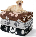 Gowyeg Dog Blankets 3 Pack for Large Medium Pet Cat, Soft Fuzzy Washable Blanket, 41 x 31 inch, Dog Blanket for Dogs Kennels & Beds, Sofas, Furniture, Gifts Puppy Essentials, Black/Brown/Gray