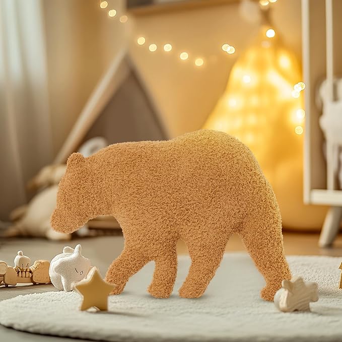 Jenaai 2 Pcs Valentines Gift Pillow Bear Nugget Pillow, 14 Inch Funny Fried Chicken Throw Plush Brown Decorative Polar Bear Stuffed Animal Birthday Gift Idea for Winter Party Room Decoration