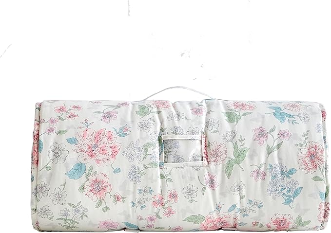 DuShow Cotton Toddler Nap Mat Floral for Girls,Roll Up Slumber Bags,Toddler Nap Mat with Removable Pillow, Kids Sleeping Mat for Daycare and Preschool Kindergarten-Flower