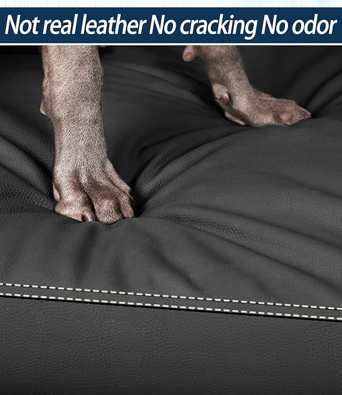 Medium Dog Bed with Removable Washable Vegan Leather Cover, Non-Slip,for Pets Up to 30 lbs