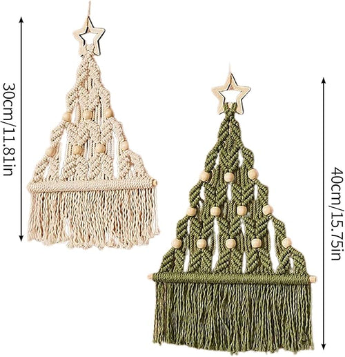 2 Set DIY Macrame Christmas Tree Kit, 6 Set Christmas Tree Craft Starter Kit with Instructions Boho DIY Wall Hanging Art Decor Festive Activity Supplies for Beginners