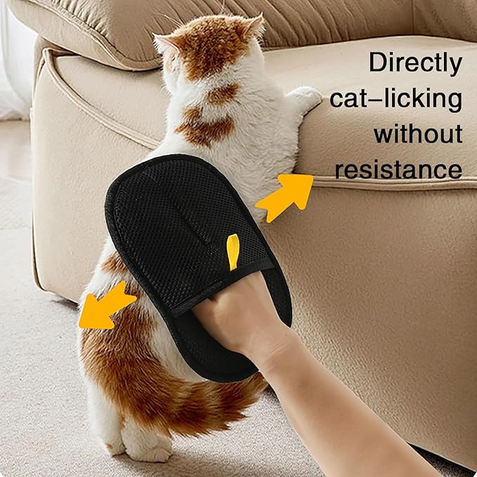 KELLYPOLLY 3 Pack Pet Hair Removal Gloves - Reusable Electrostatic Pet Hair Remover Glove for Cats & Dogs, Double-Sided Magic Grooming Glove for Furniture, Car Seats, Carpets & Clothing (3Pcs-Black)