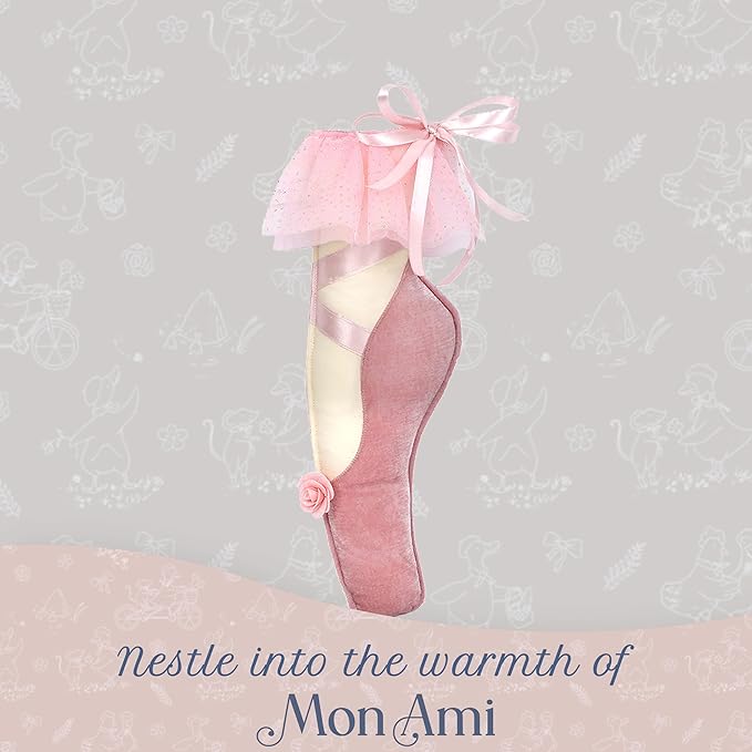 MON AMI Ballet Slipper Accent Décor – 14” | Plush Pink Ballet Shoe Pillow for Nursery, Kids’ Room & Ballet-Themed Decor | Perfect Dance Recital Gift