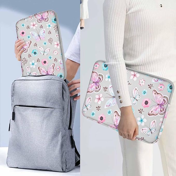 ZINMARK Laptop Sleeve Case 13-14 inch with Small Case, Neoprene Rainproof & Shockproof Cover for MacBook Pro 14" M3 M2 M1 and 13.3" MacBook Air/Pro, XPS 13/14 & Most 13"-14" Notebooks，Butterfly