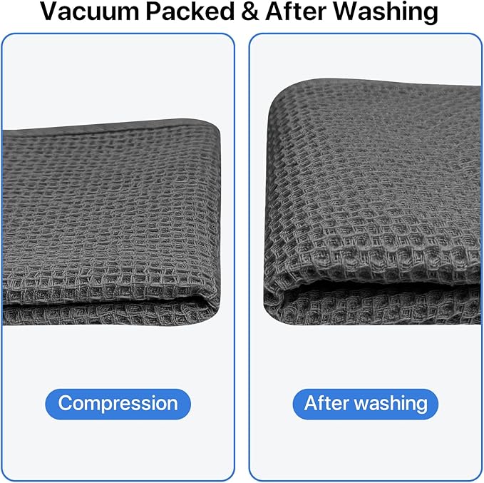 FreeNook 100% Cotton Waffle Weave Kitchen Towels, 8 Pack Dish Cloths for Washing Dishes, Ultra Soft Absorbent Dish Towels, Quick Drying Kitchen Rags, 12x12 Inches, Dark Grey