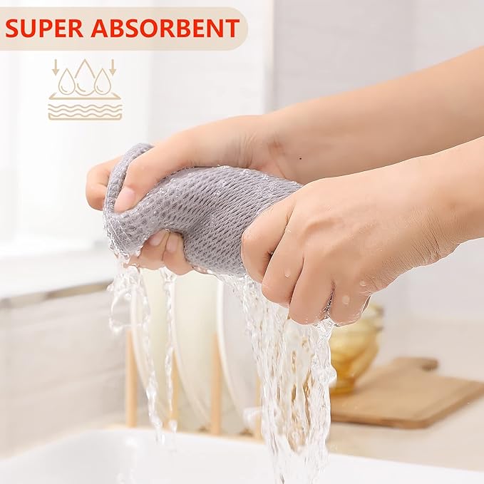 Kitinjoy 100% Cotton Waffle Weave Kitchen Towels, 8-Pack Super Soft and Absorbent Dish Towels for Drying Dishes, Kitchen Hand Towels, 13 in x 28 in, Light Grey