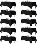 sancua Black Tablecloths for 6 Foot Rectangle Tables, 10 Pack - Washable Polyester Fabric Rectangular Table Cloth, Reusable Table Covers for Wedding Party, Birthday, Banquet Reception, 54x108 Inch