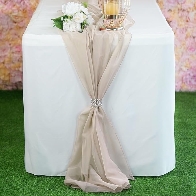 Barcelonetta | Chiffon Fabric | Decoration, Drapery Fabric | Wedding, Gender Reveal, Baby Shower, Birthday | for Arbor, Arch, Canopy, Table and Chair Decoration (Sand, 5 Yards)