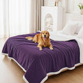 Smiry Waterproof Blanket Throw for Large Dogs, Soft Reversible Dog Blanket for Sofa Couch Bed, Washable Leakproof Sherpa Fleece Furniture Couch Protector(60"x80", Dark Purple/White)