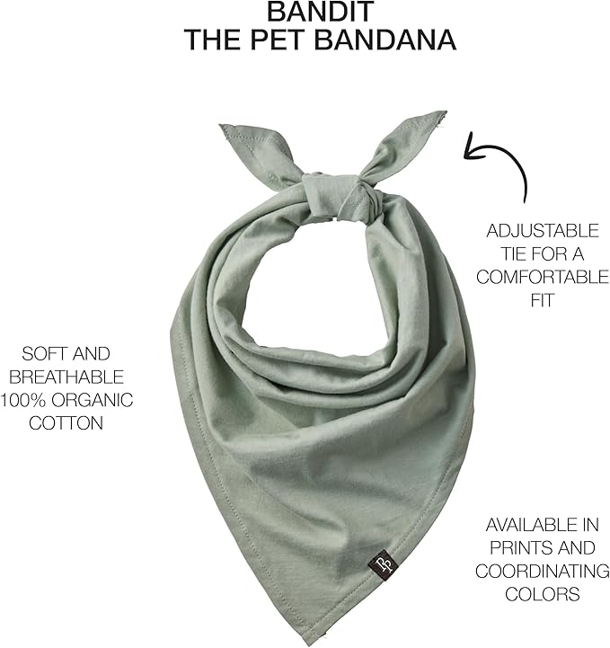 Pet Passion Bandit - The PET Bandana 100% Organic Cotton Pet Bandanas Clothes for Small, Medium, Large Dogs, 3-Pack Sage Camo, X-Small/Small