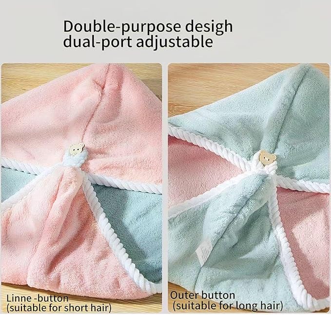 XPZKAIYUE Microfiber Hair Towel, Hair Towel wrap for Women,Hair wrap Towels,Hair Turbans for Women Wet Hair, wrap for Kids (Pink and Green) 1pcs