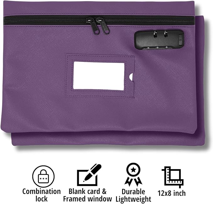 GIDABRAND Medicine Bag | 12x8 Inch Med Bag | Medication Bag for Traveling | Locking Zipper Pouch Organizer (Purple)