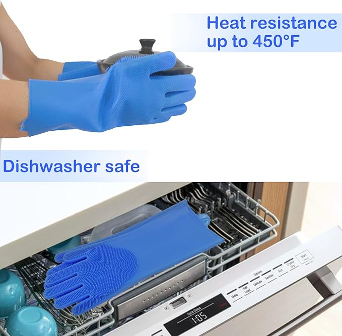 Yintoper Pet Grooming Gloves, Dog Washing Gloves with High-Density Teeth, Heat Resistant Silicone Cat Hair Remover with Enhanced Five Finger Design, Bathing and Massaging for Dogs and Cats