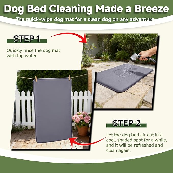WAYIMPRESS Waterproof Dog Crate Pad, Medium Crate Mat Bed, Outdoor Kennel Mat Beds Dog Sleeping for Small Medium Pets, Clooling, Waterproof, Wipeable, Anti-Slip, Kennel Pads 29 x 18 Inch, Dark Gray