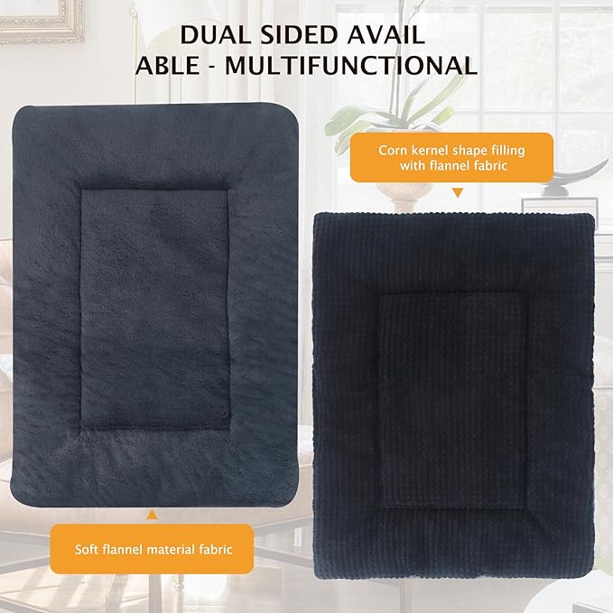 Vetasac Reversible Dog Bed Mat with Plush and Corn Velvet,Soft Warm Pet Cushion, Dual Purpose Washable Sleeping Mattress Bed for Small Medium Large Dog and Cat XB004 (42"x28", Dark Grey)