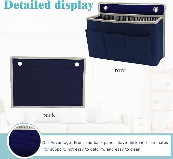 Someteth Wall Hanging Organizer Bag/Hanging Baskets with Large Mesh Compartment & 3 Pockets，Over the Door Hanging Organizer Space Saving Storage for Bedroom,RV Camper, Closet (Navy Blue -1 Pack)