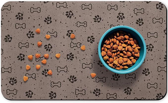 Dog Food Mats,Cat Absorbent Water Bowl Feeding Mats Pet Placemats for Food and Water Spot 16 * 24 inch