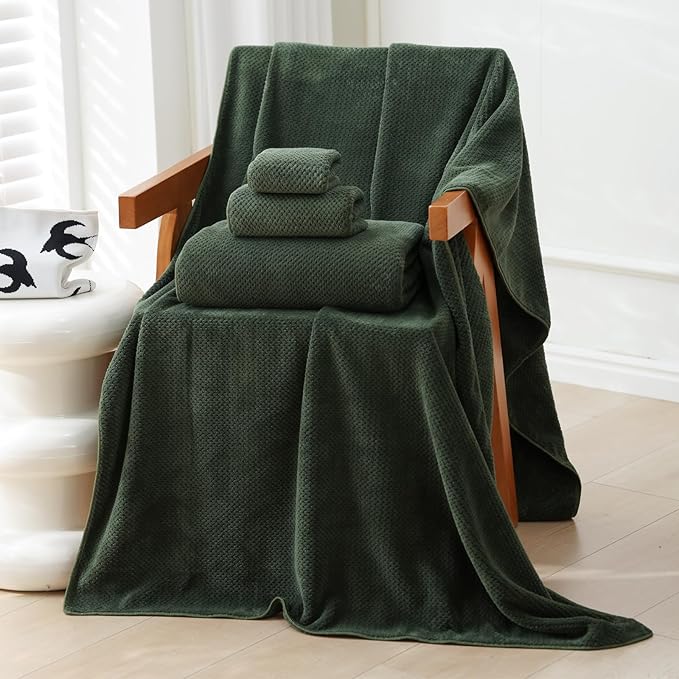 Akzpe 40x80 Inches Bath Sheets Towels for Adults Oversized Bath Towels Extra Large Luxury Super Soft Absorbent Quick Dry Microfiber(Olive Green,1PCS)