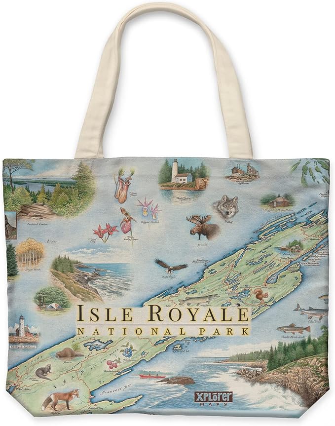 Xplorer Maps Canvas Tote Bag with Handles, Cloth Grocery Shopping Bag, Reusable & Eco-friendly Bag, 100% Cotton, Washable