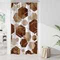 Litabel Modern Small Stall Shower Curtain for Bathroom, Brown Geometric Art Decor Waterproof Bath Curtain, Abstract Fabric Shower Curtain Sets for Home Decor, 36" W x 72" L Inch