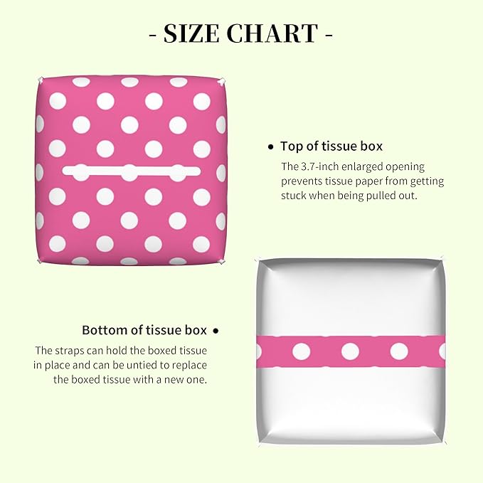 Pink Polka Dot Tissue Box Cover Square Leather Tissue Holder Waterproof Facial Paper Organizer Dispenser Cube Paper Cover Case for Home Office Bathroom Vanity Countertop