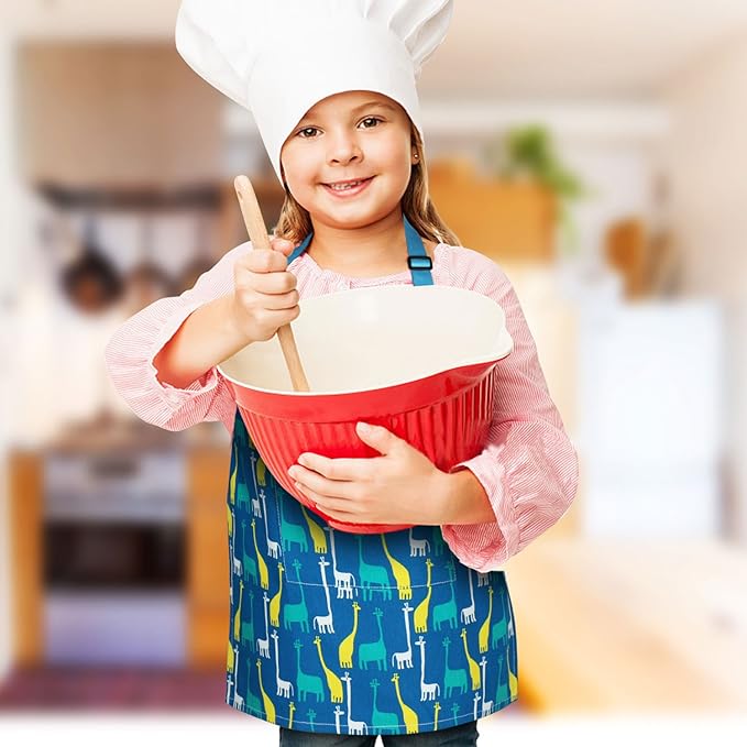 Jennice House Kids Aprons, Cotton Children Aprons with Adjustable Neck Strap Child Chef Aprons