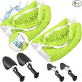 2 Pcs Shoe Washing Machine Bags with 4 Adjustable Shoe Trees, XXL Laundry Bags for Washer and Dryer, Sturdy Zipper with Hook Design, Reusable Cleaning Bag for Sneaker, Tennis (Green)
