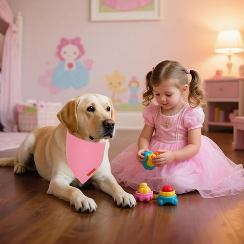 ADOGGYGO 2 Pack Pink Dog Bandanas, Soft Cotton Solid Color Pet Triangle Scarf, Adjustable DIY Pink Girl Birthday Bandanas for Extra Large Dogs (X-Large)