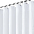 Inhousolu Fabric Shower Curtain Waffle Weave, 230 GSM Heavy Duty, Weighted Hem, 12 Metal Hooks, Water Repellent, Machine Washable, Hotel Spa Luxury Bath Curtain Set, 60 x 72 Inch, White