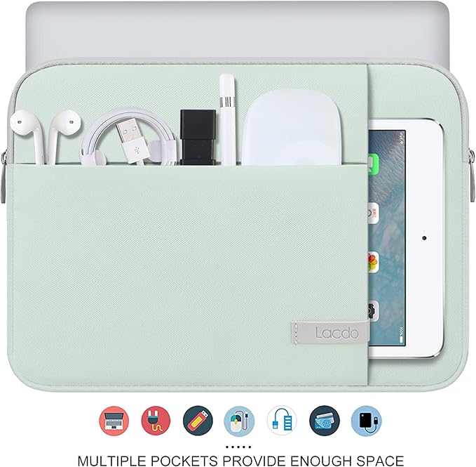 Lacdo Chromebook Case 11 Inch Laptop Sleeve for 11 Inch Acer HP Lenovo Dell Samsung ASUS Chromebook Spin 3 11, 13 inch New Surface Pro 11 Copilot+PC / 10 9 8 X, 11.6" MacBook Air Computer Bag, Green
