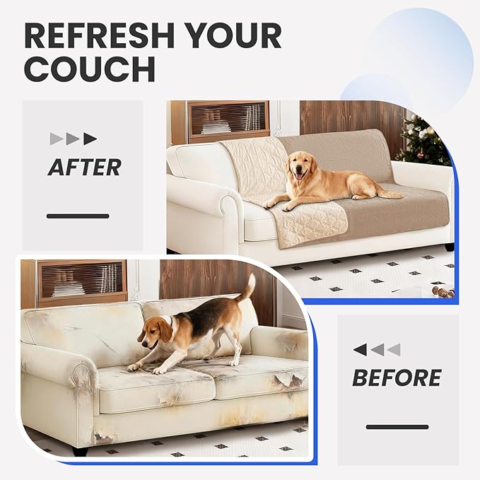 CYCMACO Waterproof Dog Bed Cover, Non-Slip Dog Blanket for Couch, Couch Covers for Dogs Washable, Pet Blanket for Furniture, Pet Bed Mat for Sofa, Car, Pet Supplies (68x82 Inch, Khaki)