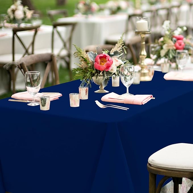 sancua Rectangle Tablecloths for 6 Foot Tables, 6 Pack - Washable Polyester Fabric Table Cloth for Wedding Party, Birthday, Banquet Reception, 54x108 Inch, Navy Blue