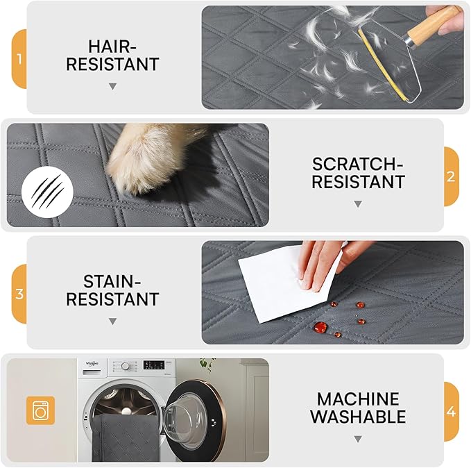 Luciphia 100% Waterproof Couch Cover Blanket for Dogs Anti-Slip Pet Couch Protector Sofa Mat Puppy Cat with Non-Slip Bottom, Grey, 68x82 Inch