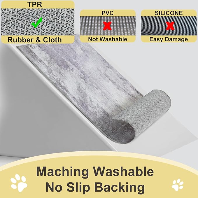 COMSLE Door Mat, Front Door Mat Indoor for Entrance Faux Wool Absorbent Non Slip Modern Throw Rug for Entryway Hallway Muddy Paws - Pet Friendly, 20x32 Inches,Modern Gray Machine Washable