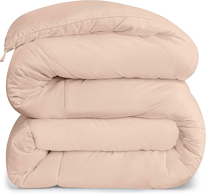 Utopia Bedding Comforters Twin Size, All Season Duvet Insert, Down Alternative Box Stitched Bed Comforter with Corner Tabs, Machine Washable (Beige)