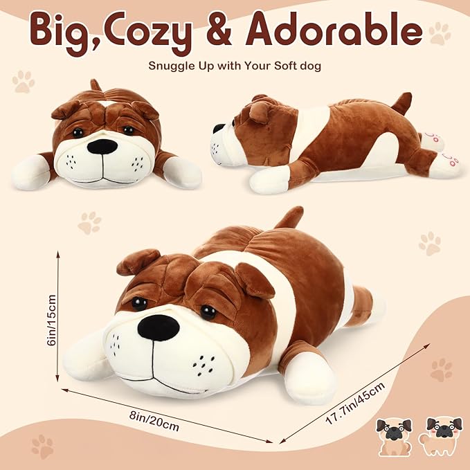 Vertintong 17.7" Huggable Dog Plush, Cute Stuffed Animal, Soft Adorable Cuddle Companion for Kids, Easter Birthday Plush Pillow Gift for Boys and Girls