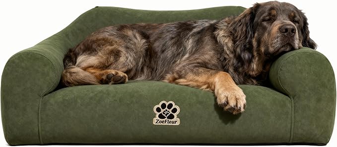 ZoeFleur Pet Sofa Bed, Orthopedic Washable Dog Bed for Small Medium Dogs and Cats, Modern Plush Pet Furniture with Removable Cover(Green)