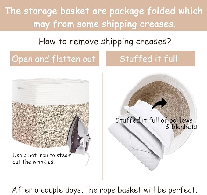 DAVIHOMI Storage Cubes 11 Inch Cotton Rope Woven Storage Basket for Organizing 3 Pack | Storage Bins for Organization and Storage | Toy Storage Organizer | Basket for Shelves | Toy Bins（Brown）