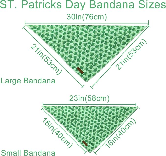 UP URARA PUP St. Patrick's Day Dog Bandana, Shamrock Triangle Bid Scarf, Cotton Green Bandana for Boy & Girl Dogs, Cute Spring Dog Kerchief