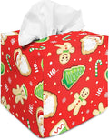 Tissue Box Cover Square Decorative Tissue Box Holder Cute Funny Cube Tissue Case Cover-Xmas Decor Red Tissue Box Cover