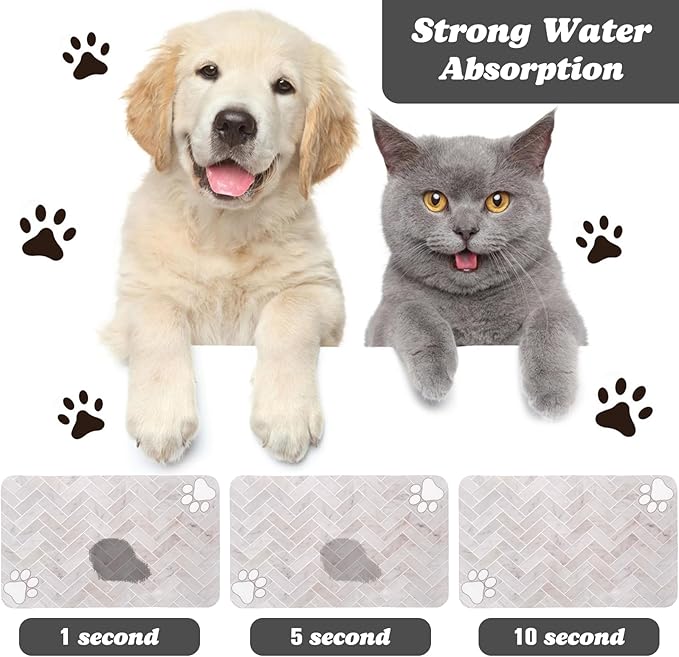 Dog Food Mats,Cat Absorbent Water Bowl Feeding Mats Pet Placemats for Food and Water Wood 24 * 32 inch