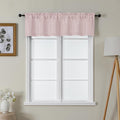 Lecloud Bessie Blush Pink Valance for Windows 14 Inch Length 2 Pcs, Short Cafe Kitchen Curtains with Rod Pocket, Faux Linen Window Valances Curtains for Bedroom Basement Bathroom, Each 30 W x 14 L